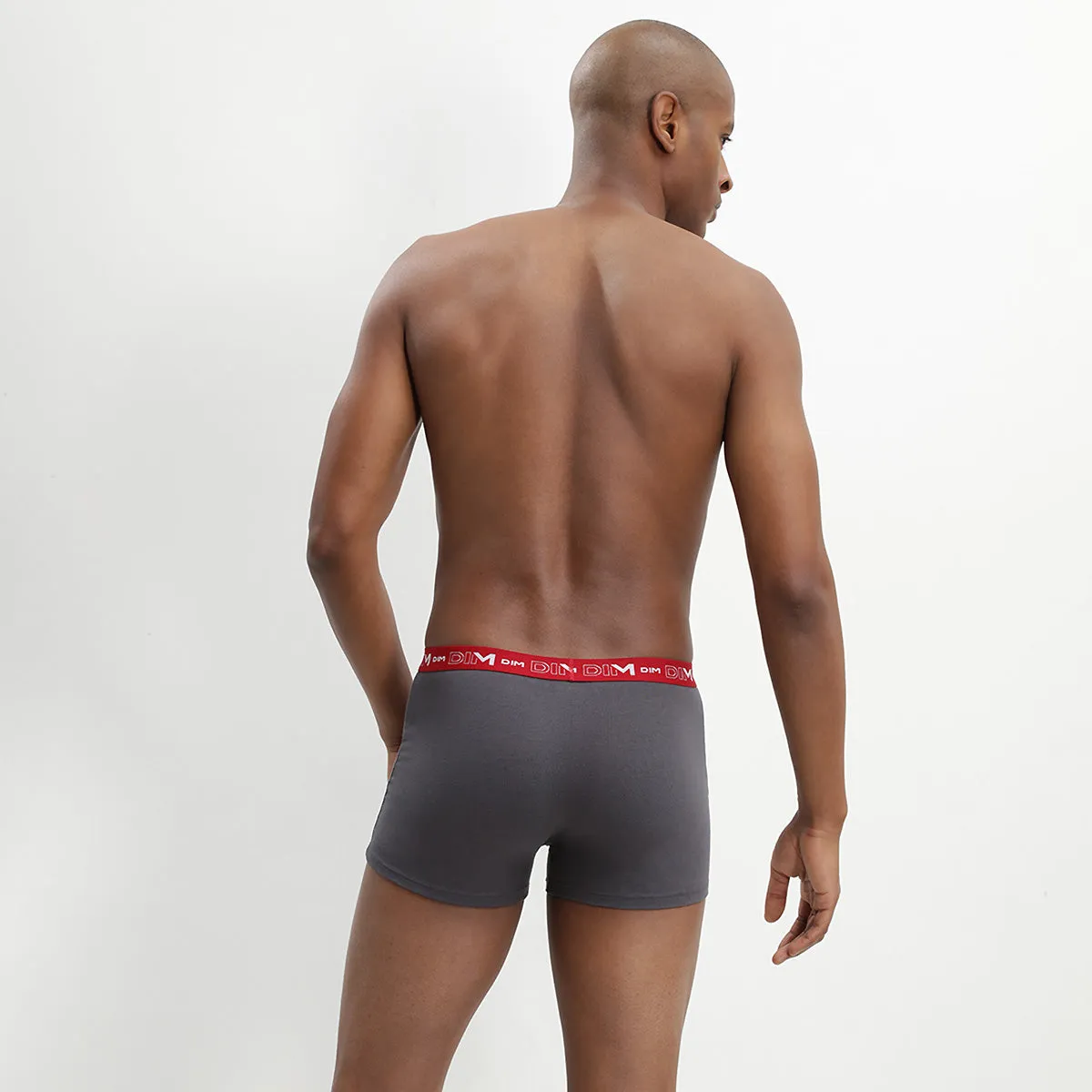 Pack of 3 pairs of Coton Stretch grey, chilli red and black trunks