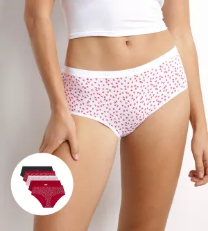 Pack of 5 women's stretch cotton shorties with heart pattern Les Pockets