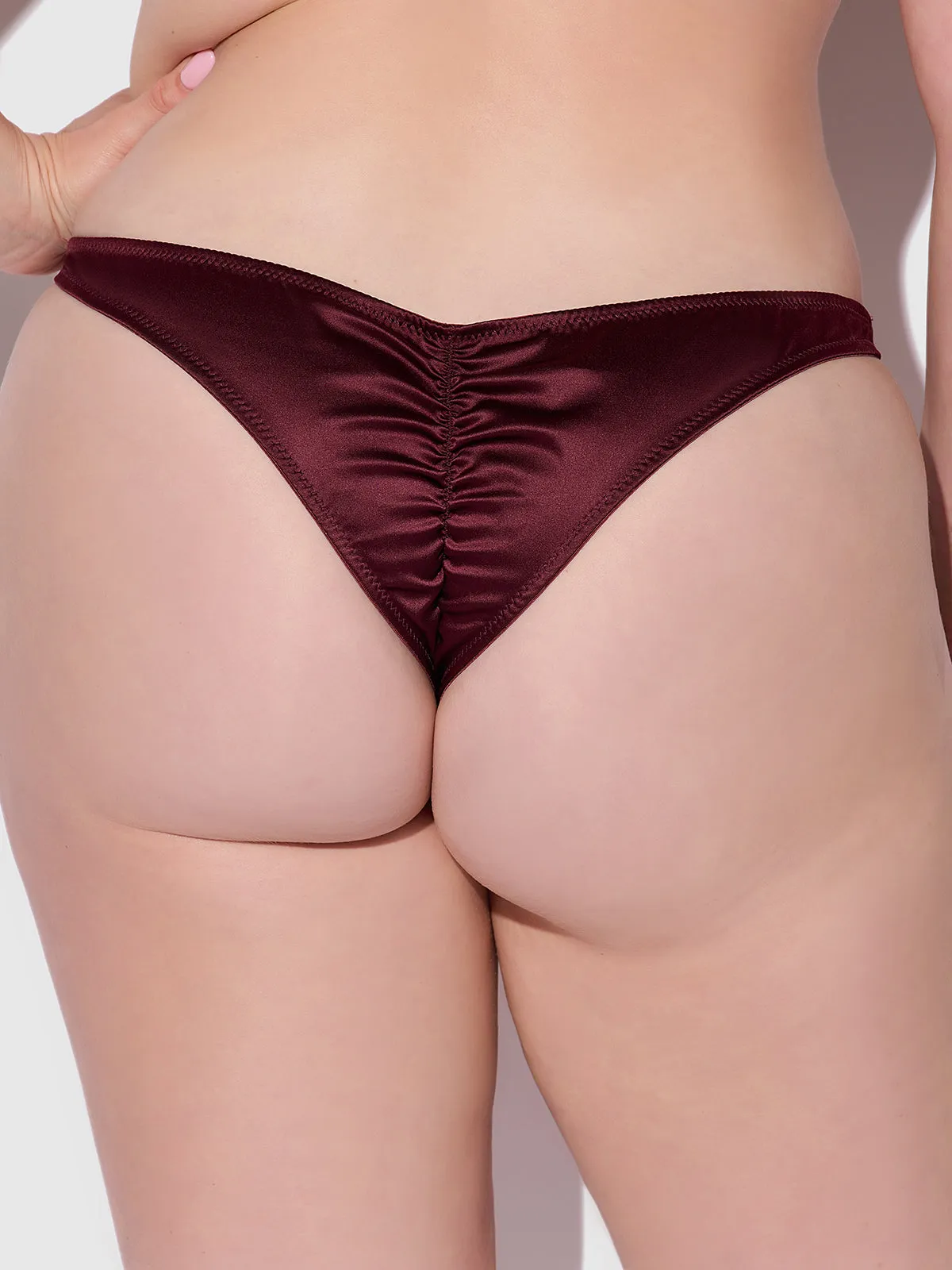 Petra Crotchless Satin Tanga