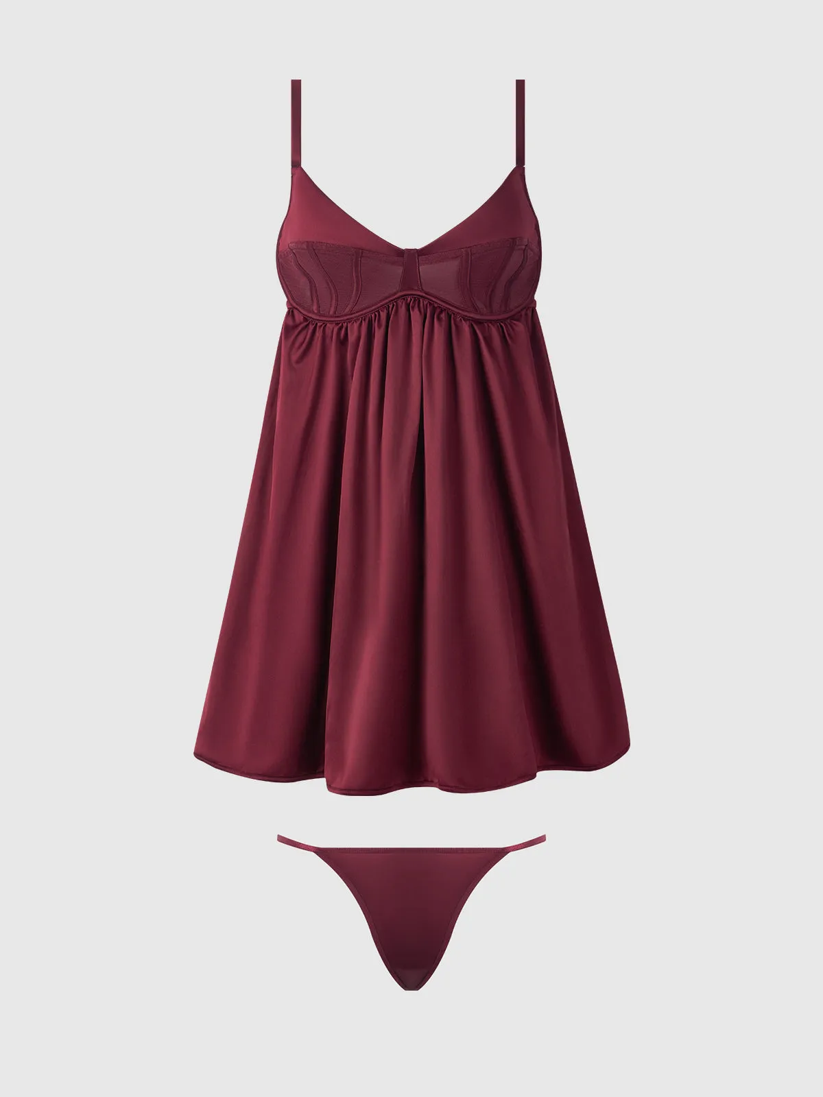 Petra Satin & Mesh Unlined Corset Cup Babydoll