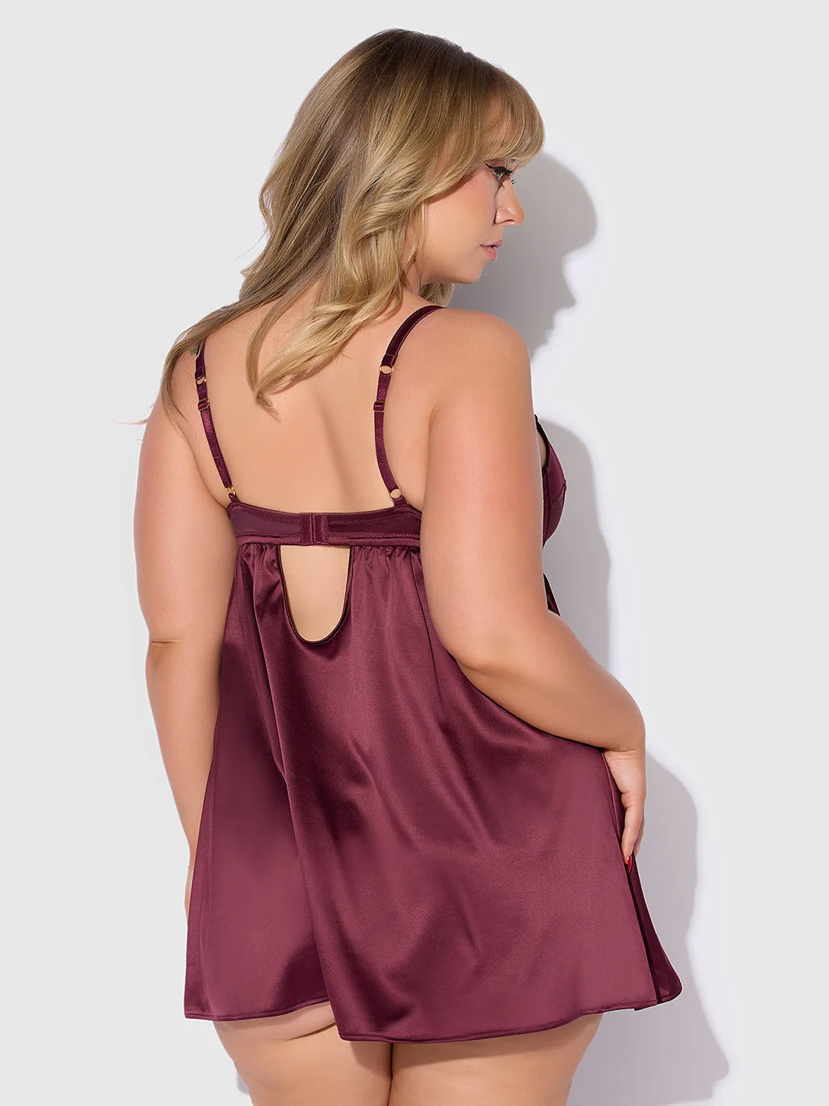 Petra Satin & Mesh Unlined Corset Cup Babydoll