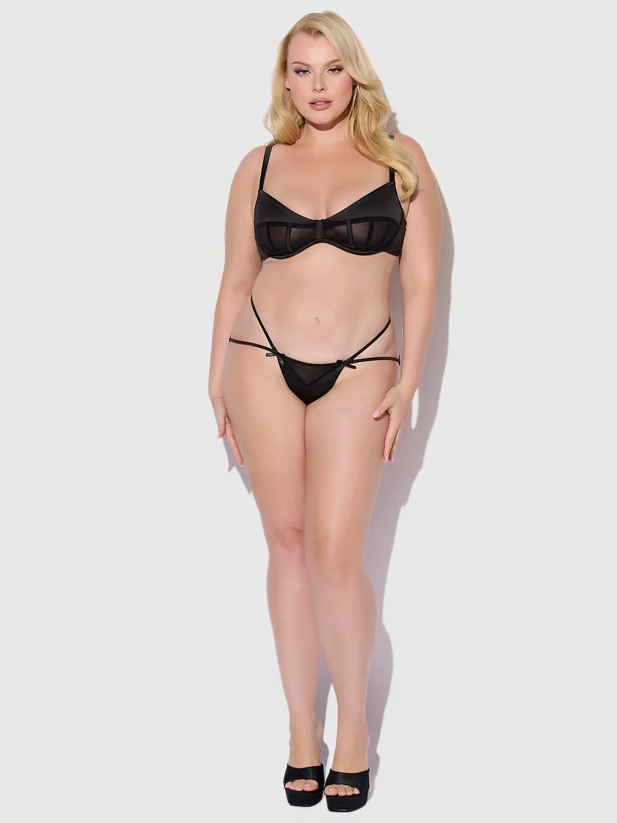 Petra Satin & Mesh Unlined Corset Cup Bra