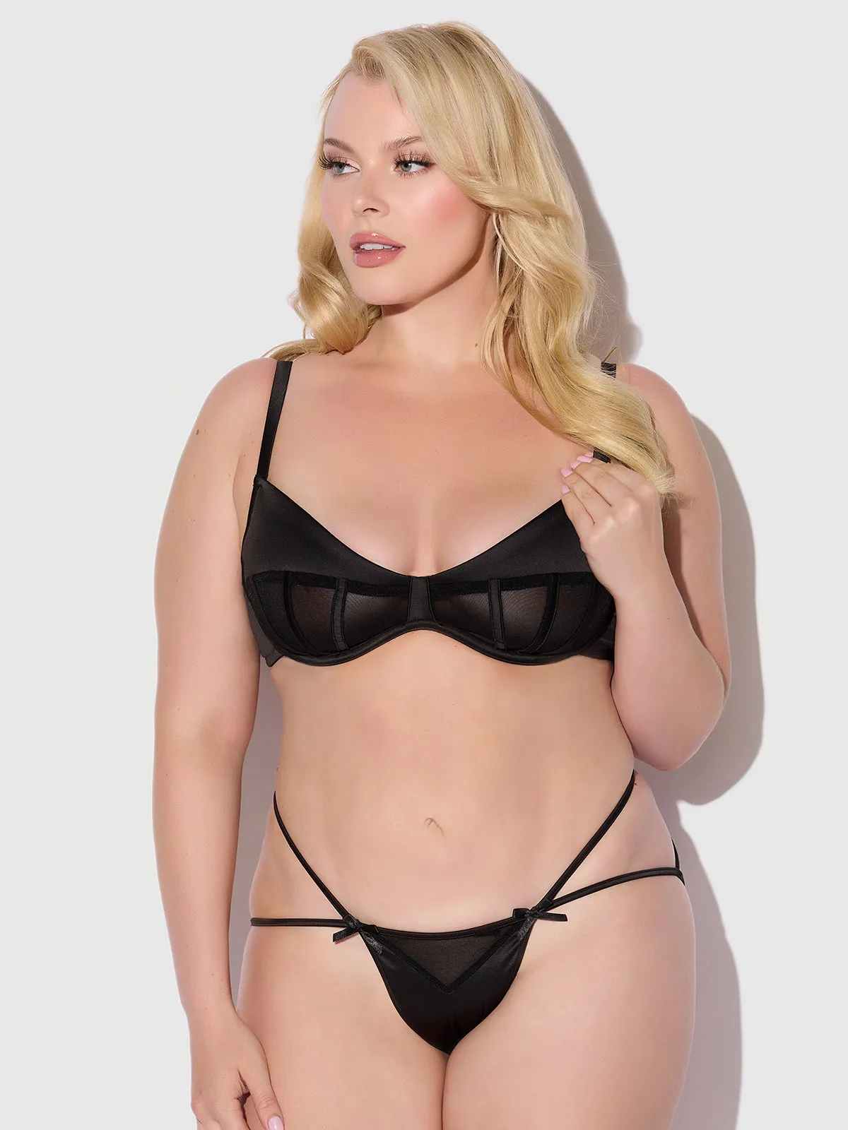 Petra Satin & Mesh Unlined Corset Cup Bra