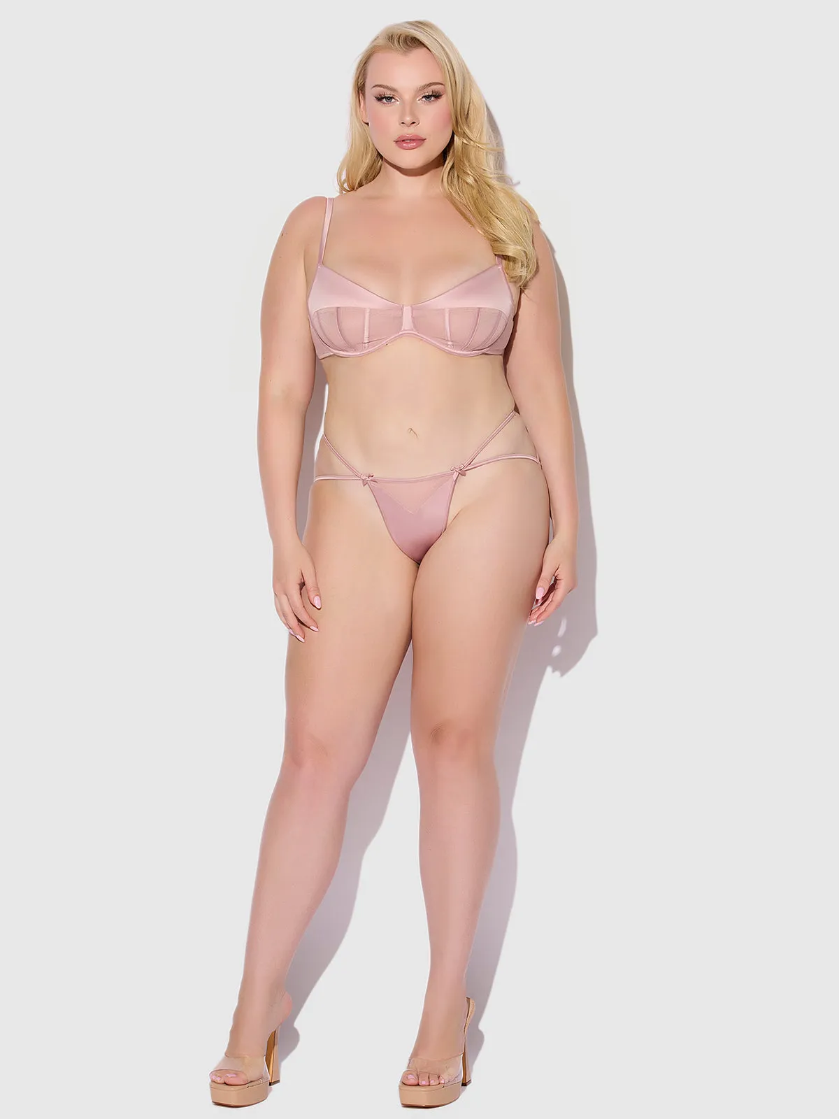 Petra Satin & Mesh Unlined Corset Cup Bra