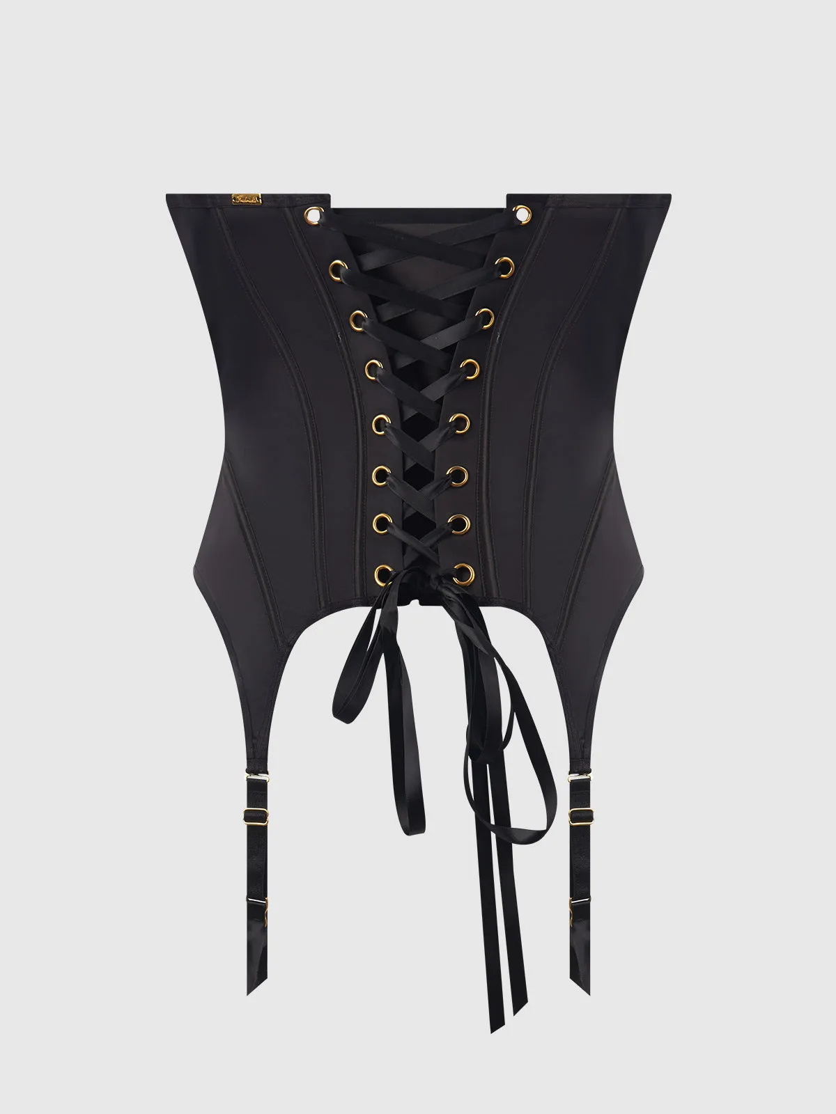 Petra Satin Open Cup Corset With Garters
