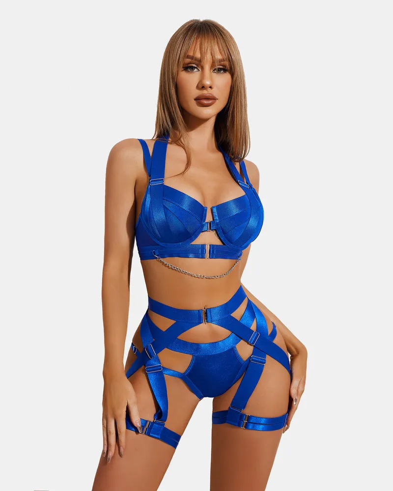 Push Up Bra Garter Set with Chain