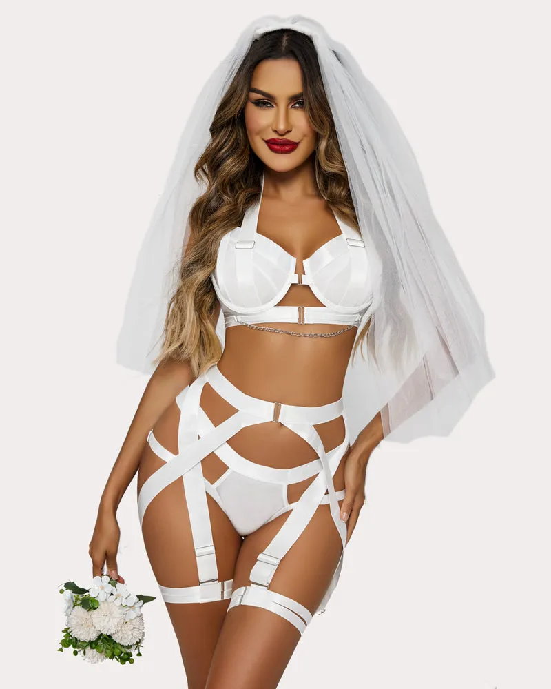 Push Up Bra Garter Set with Chain