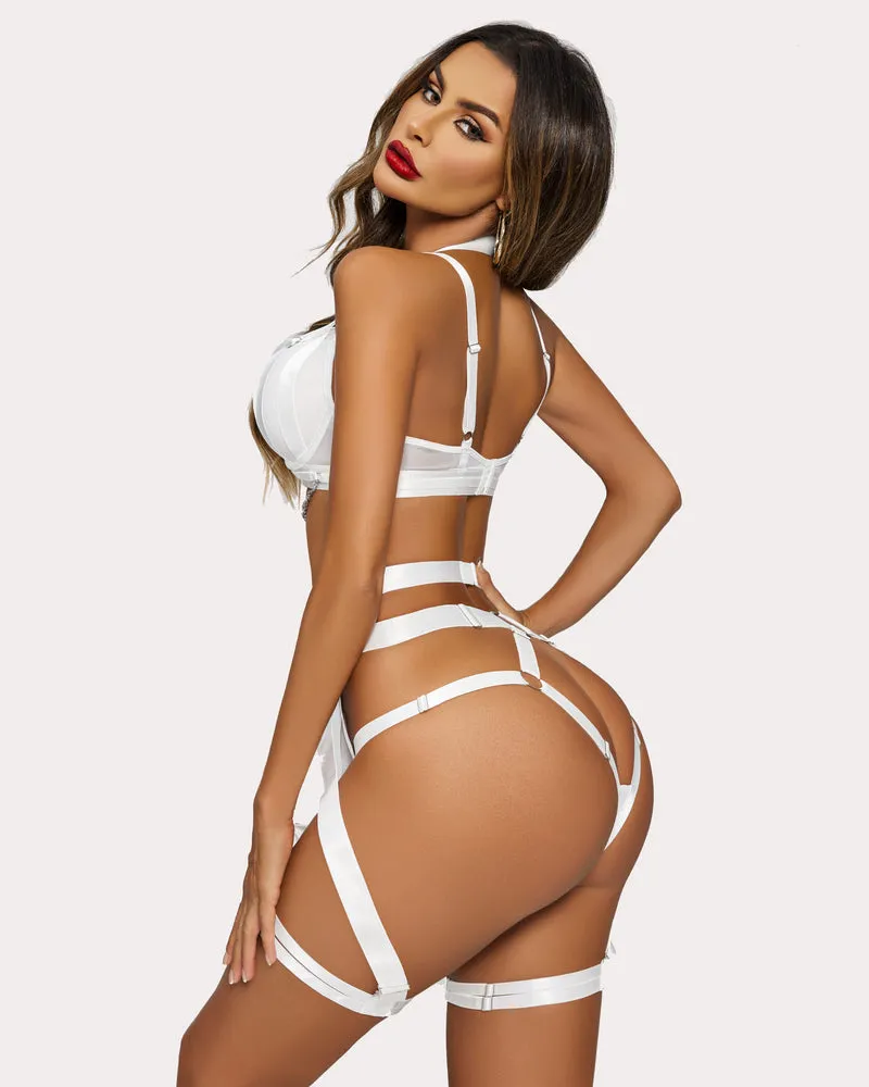 Push Up Bra Garter Set with Chain
