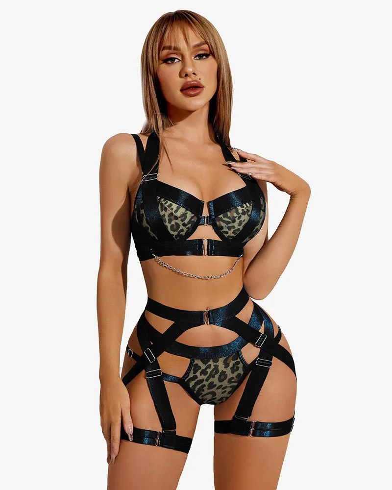 Push Up Bra Garter Set with Chain