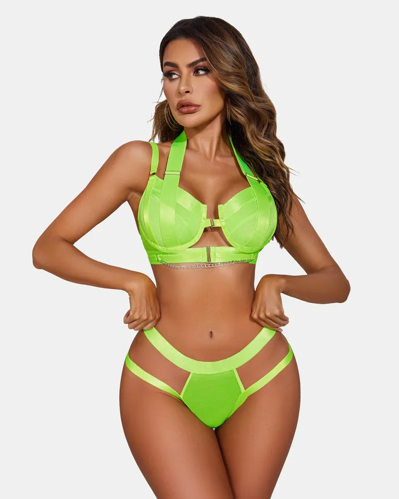 Push Up Bra Garter Set with Chain