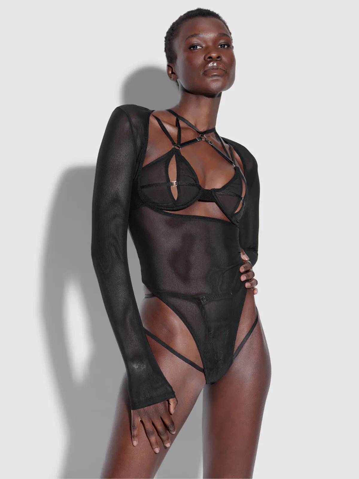 Raven Open Bust Crotchless Teddy