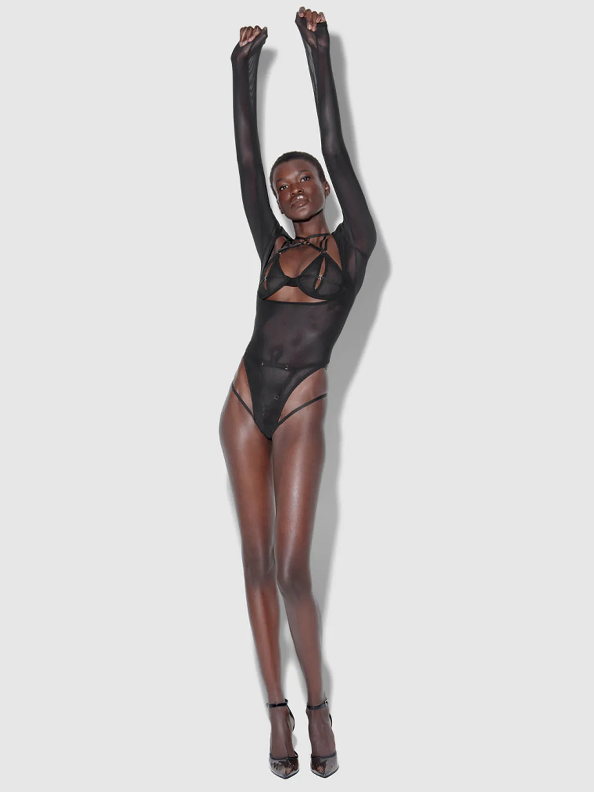Raven Open Bust Crotchless Teddy