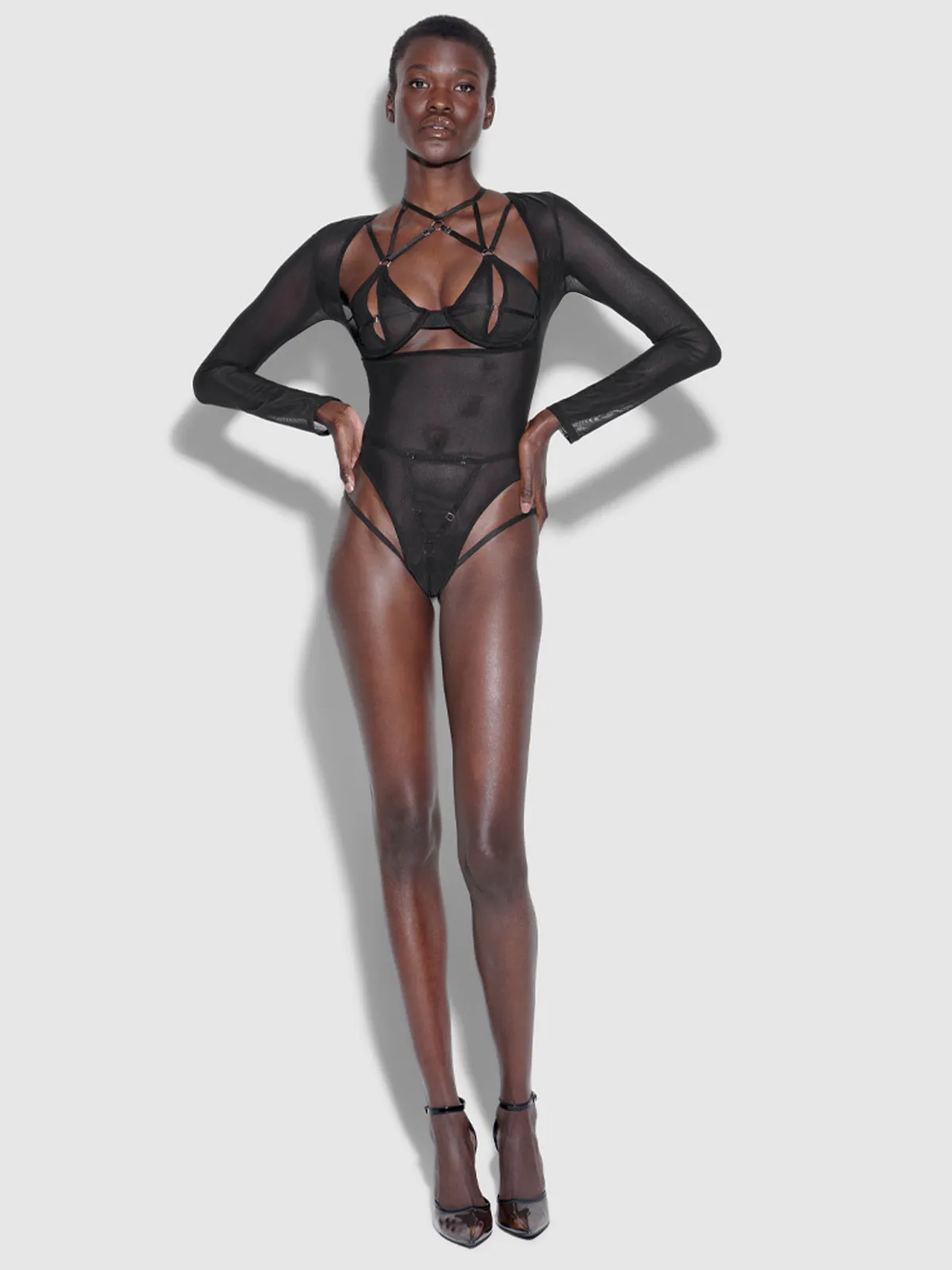 Raven Open Bust Crotchless Teddy