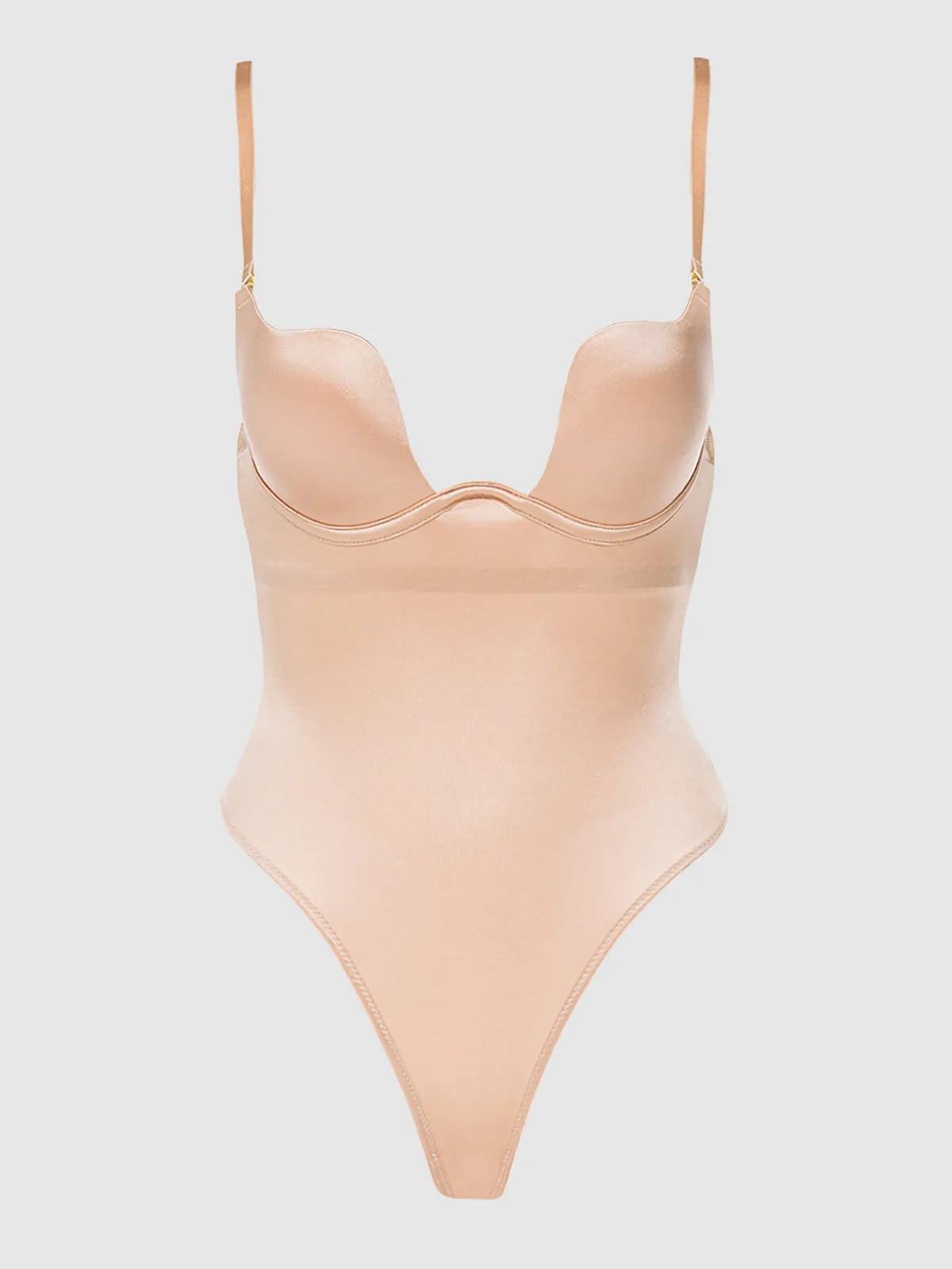 Rising Star Plunge Push Up Bodysuit in Liquid Satin