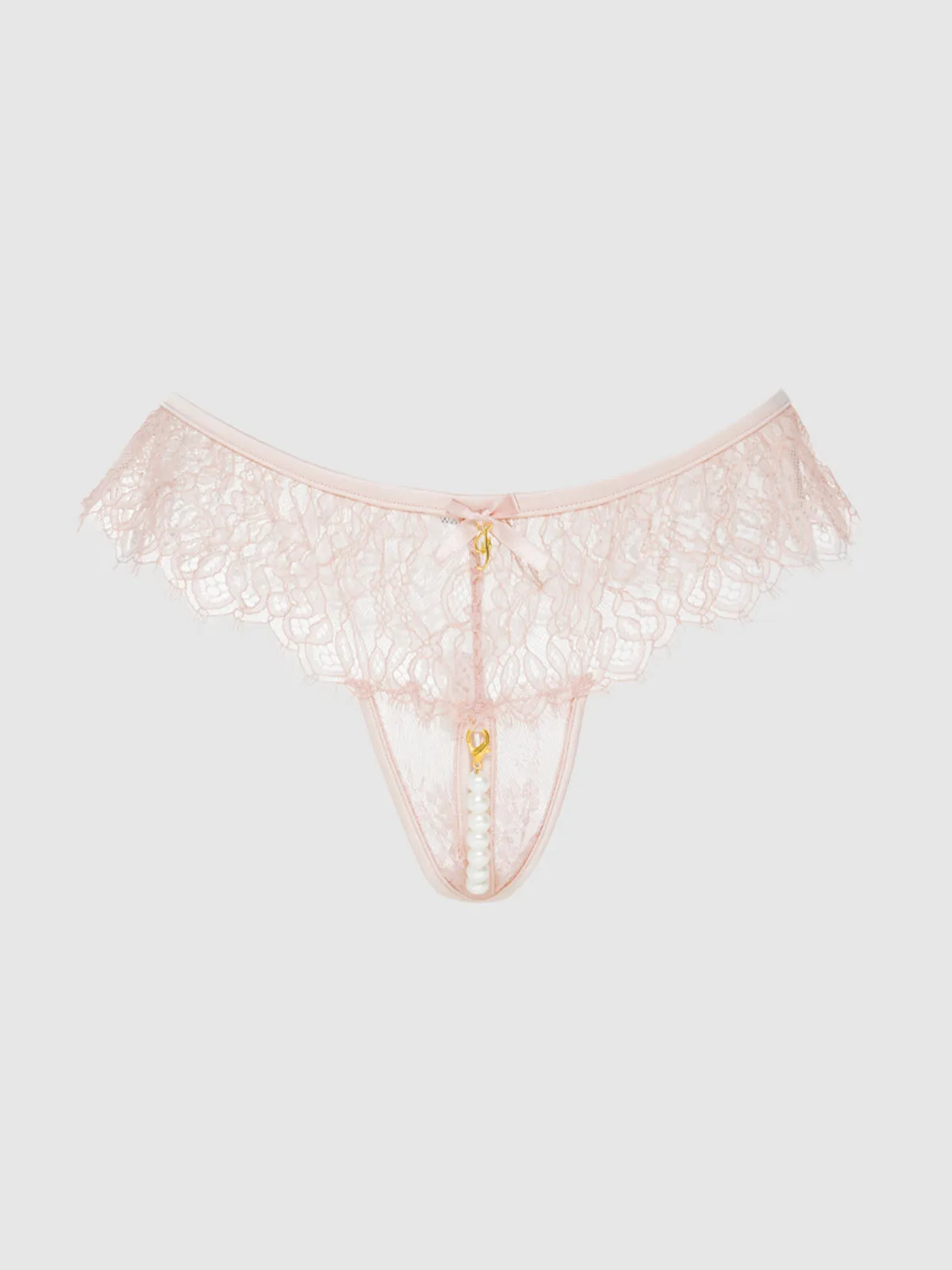 Rosalind Lace & Pearl Crotchless Thong