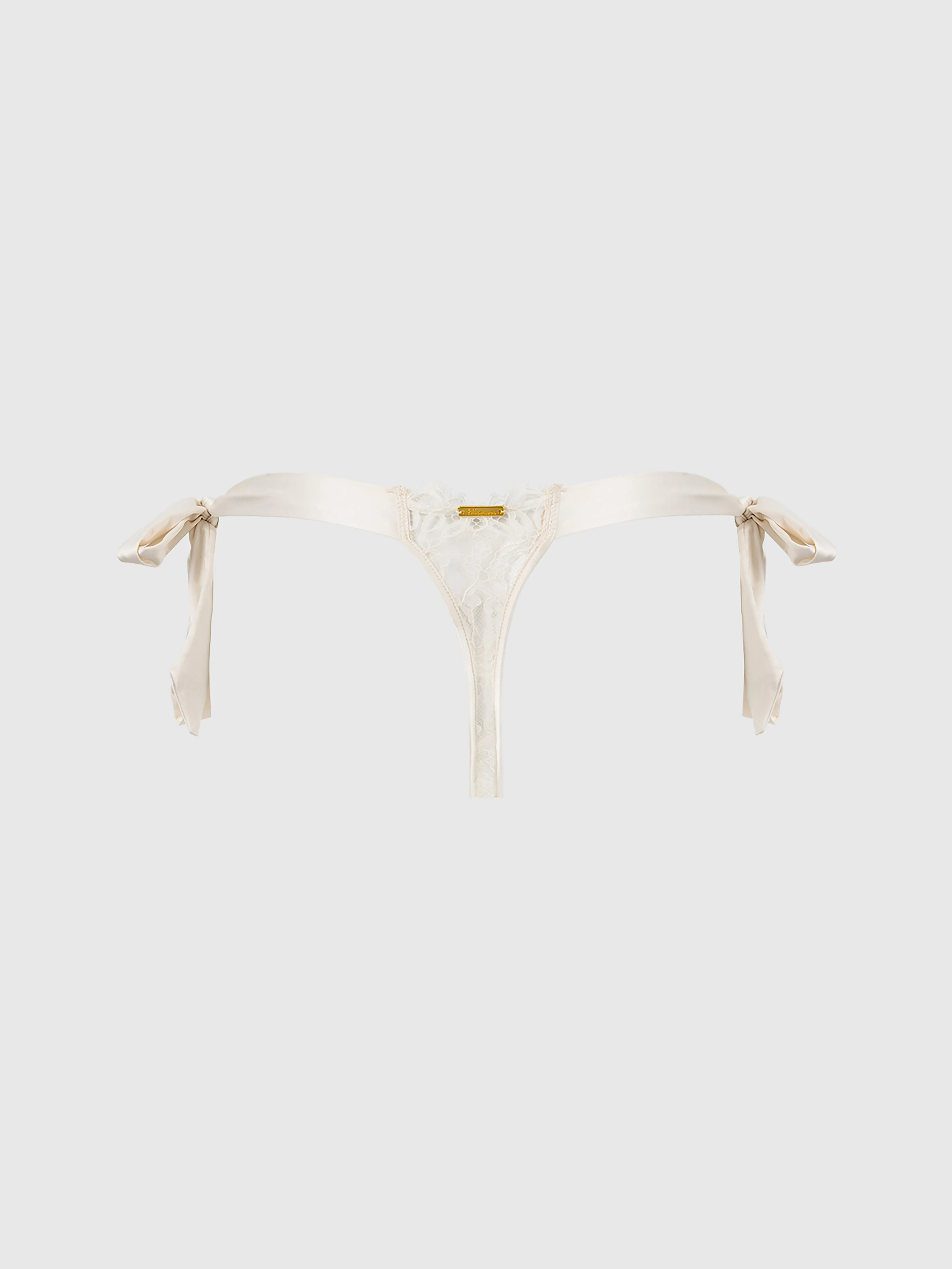Rosalind Lace & Satin Crotchless Tie Side Thong