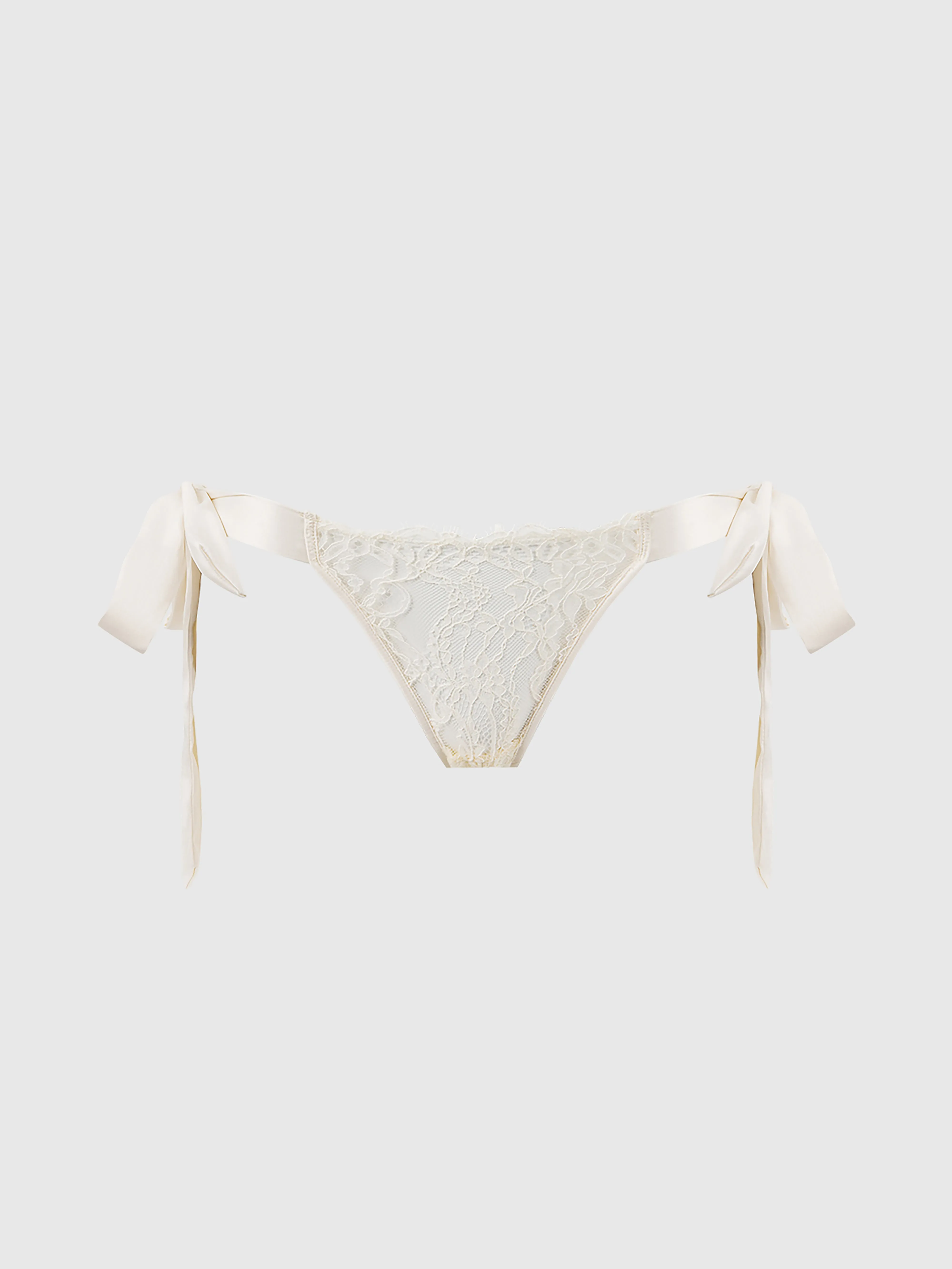 Rosalind Lace & Satin Crotchless Tie Side Thong
