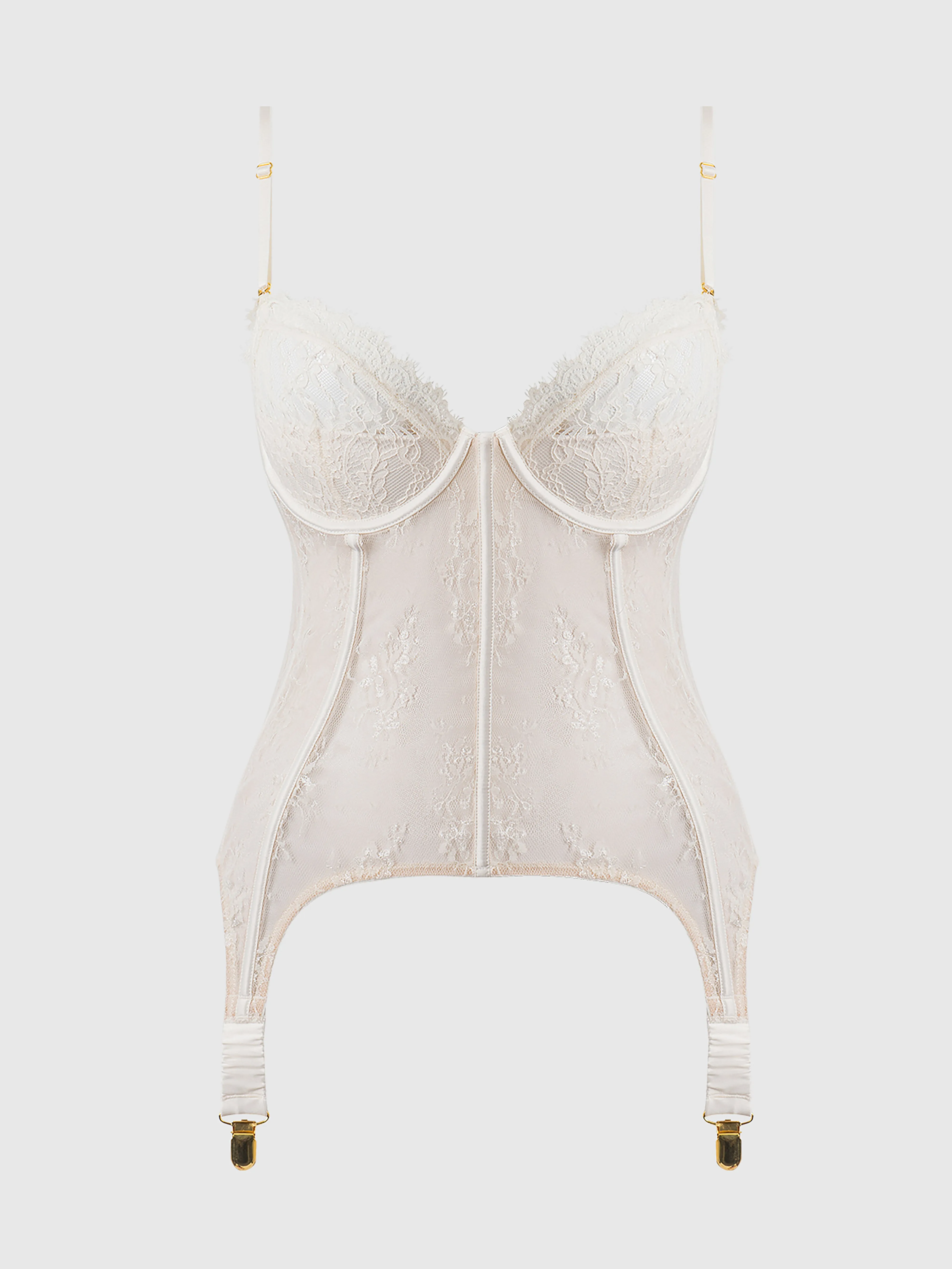 Rosalind Satin & Lace Underwire Lace Cup Corset