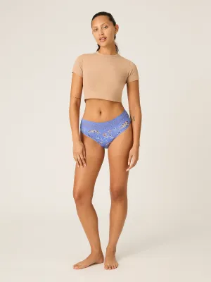 Sensual Hi Waist Bikini Moderate Bouquet Blue