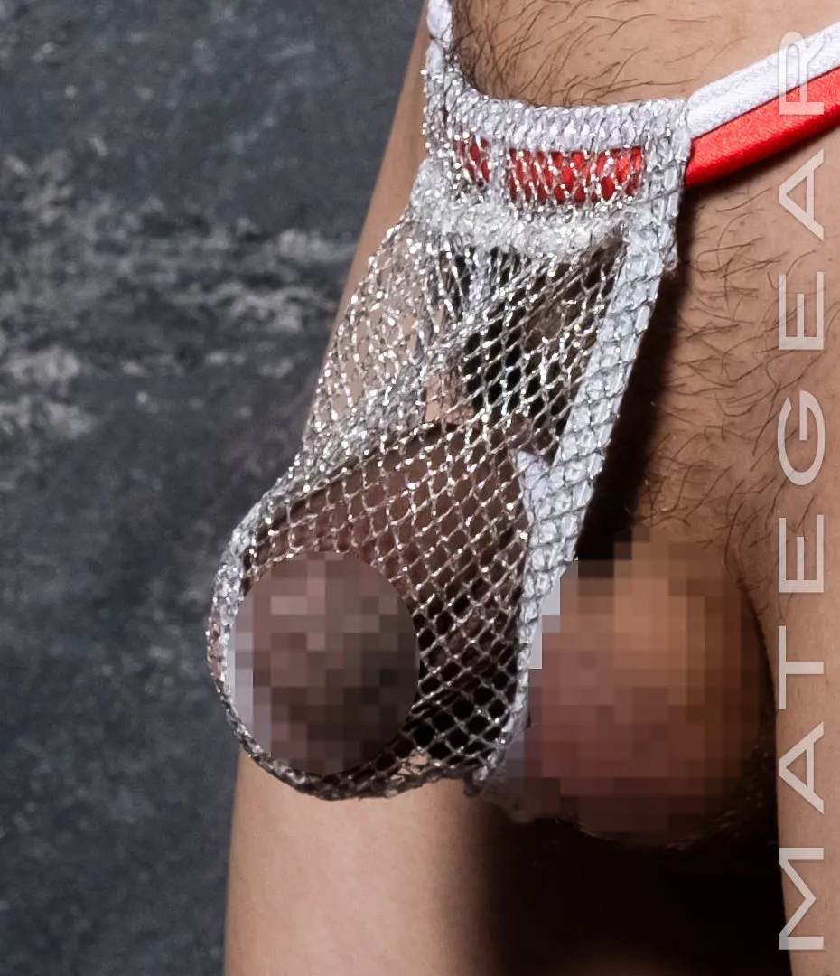 Sexy Mens Swimwear Ultra Slingshot - Ree Shin (White/Red Band)