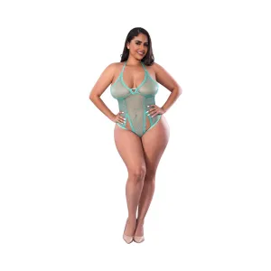 Soft Petals Cut Out Teddy with Snap Crotch Aqua