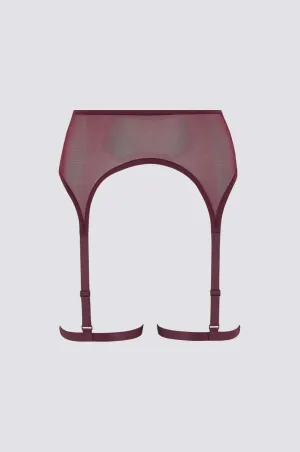 Tech Mesh Garter Belt Ruby