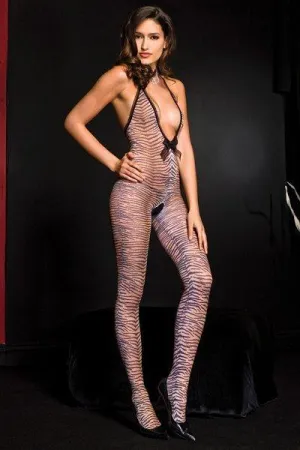 Tiger Print Bodystocking - One Size Available