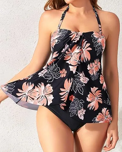 Two Piece Tummy Control Tankini Bathing Suits