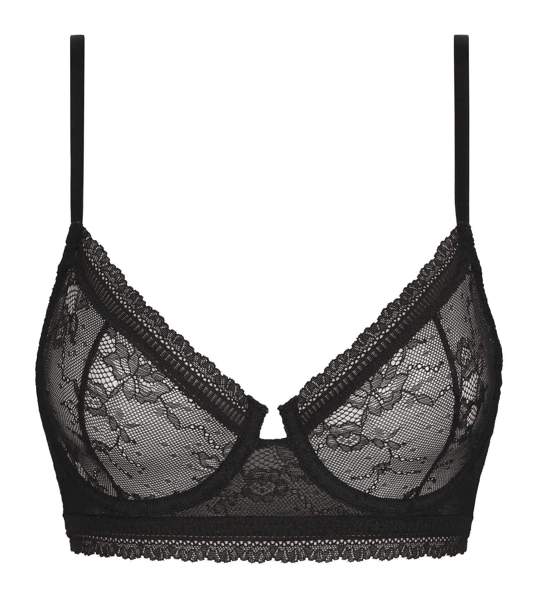 Underwired bra in black floral lace Dim Romance
