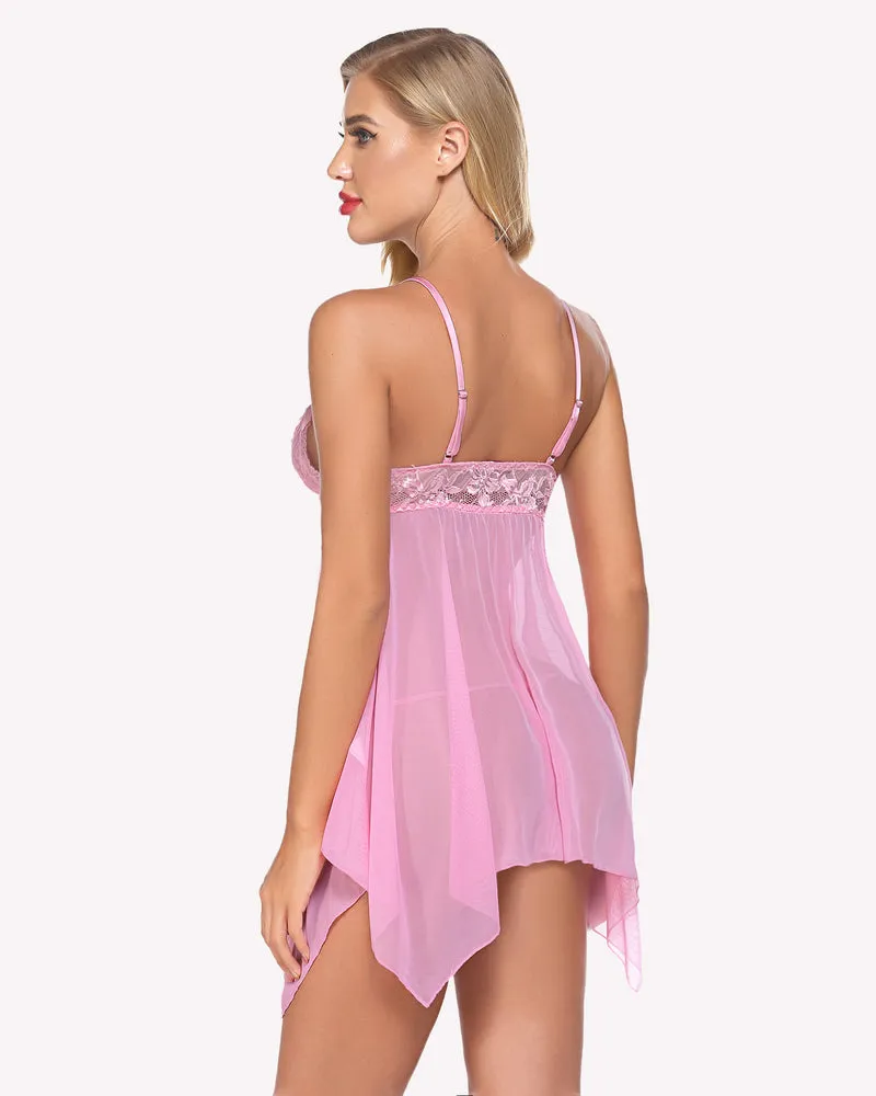 V Neck Lace Babydoll Boudoir Outfits