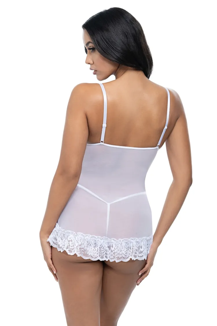 Valentine Sheer Babydoll in White