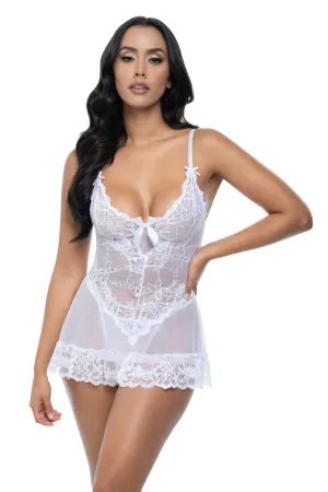 Valentine Sheer Babydoll in White