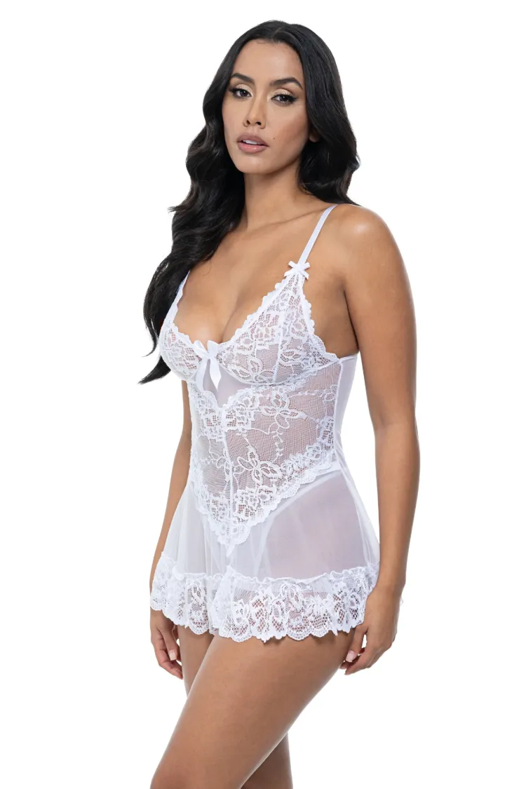 Valentine Sheer Babydoll in White