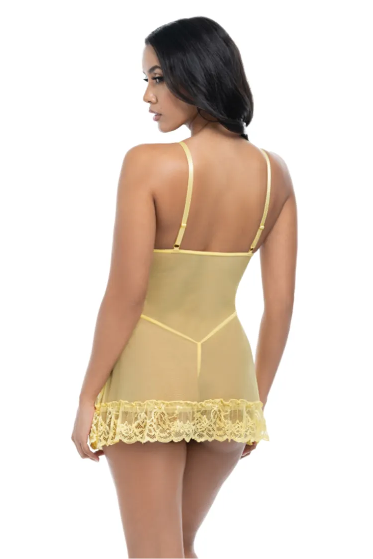Valentine Sheer Babydoll in Yellow
