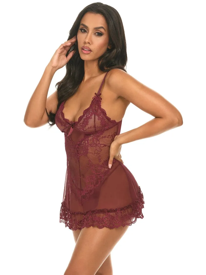 Valentine Sheer Babydoll Zinfandel
