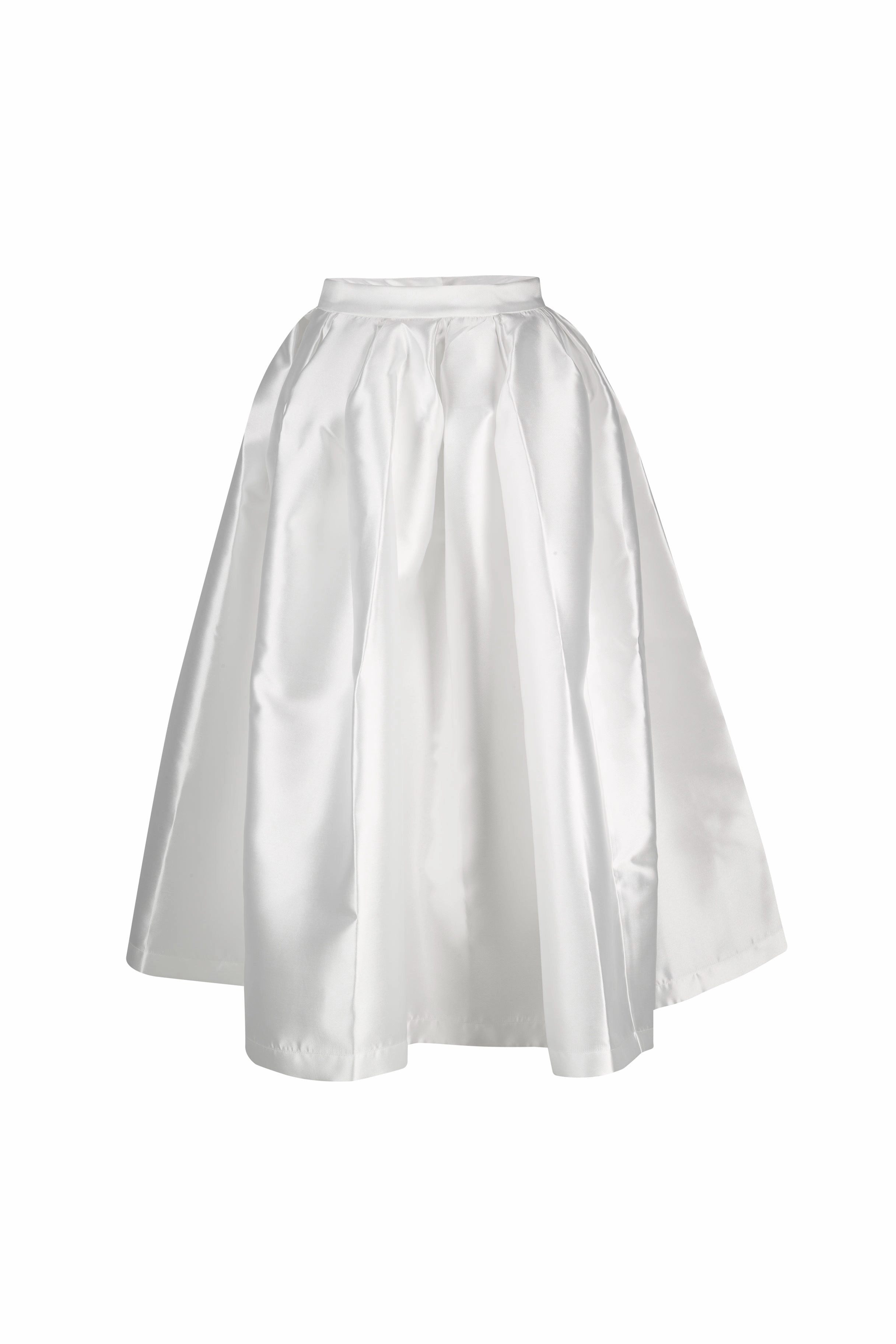 WHITE HIGH WAIST PLEATED FULL SKIRT