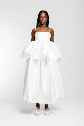 WHITE HIGH WAIST PLEATED FULL SKIRT